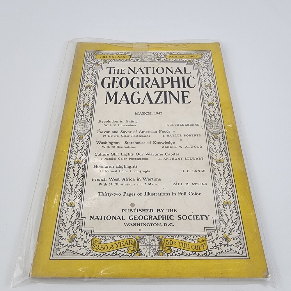 National Geographic Magazine March 1942 No Insert